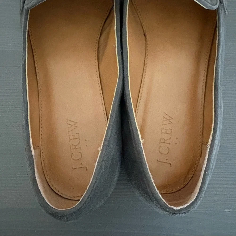 J Crew Factory‎ Suede Penny Loafers Slip On Dark Gray Flats 9.5